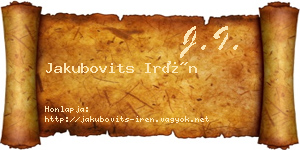 Jakubovits Irén névjegykártya